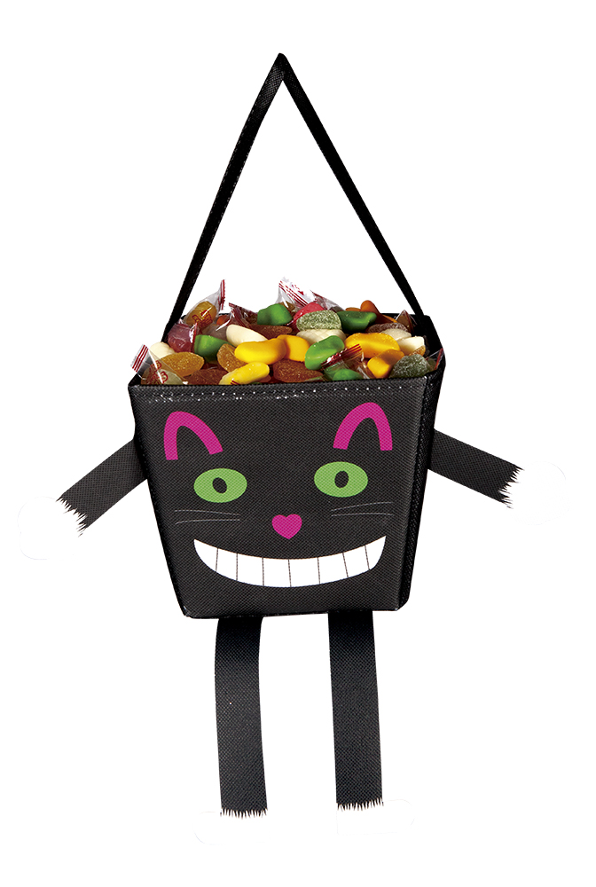 BLACK CAT CANDY BASKET WITH ARMS AND LEG