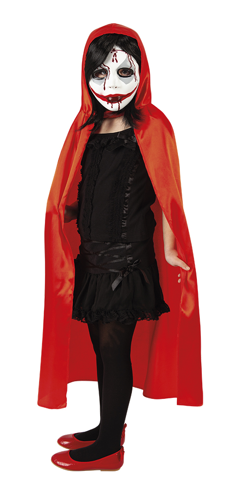 HOODED SATIN CAPE WITH BLOODY MASK