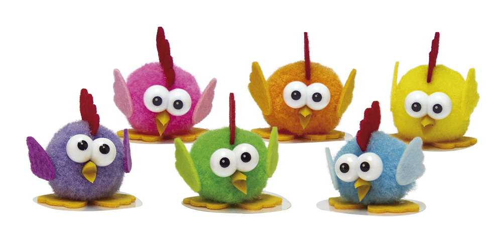 CHICKEN BIG EYES ASSORTED COLORS(24 PCS)