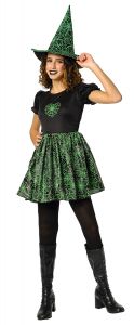 DISFRAZ BRUJA SPIDERWEB NEON VERDE INF
